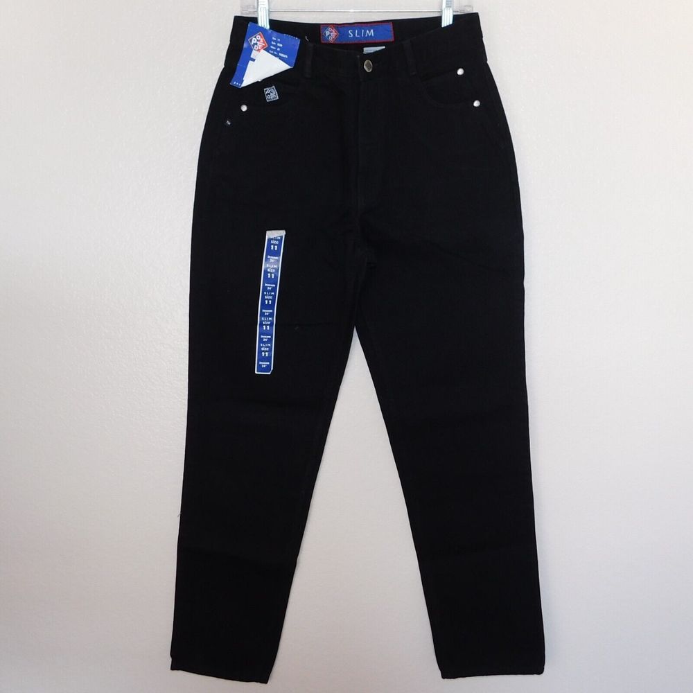 Women's Vintage 90s Posted Jeans Slim Size 11 31x34 Black 932037L NWT Tags New